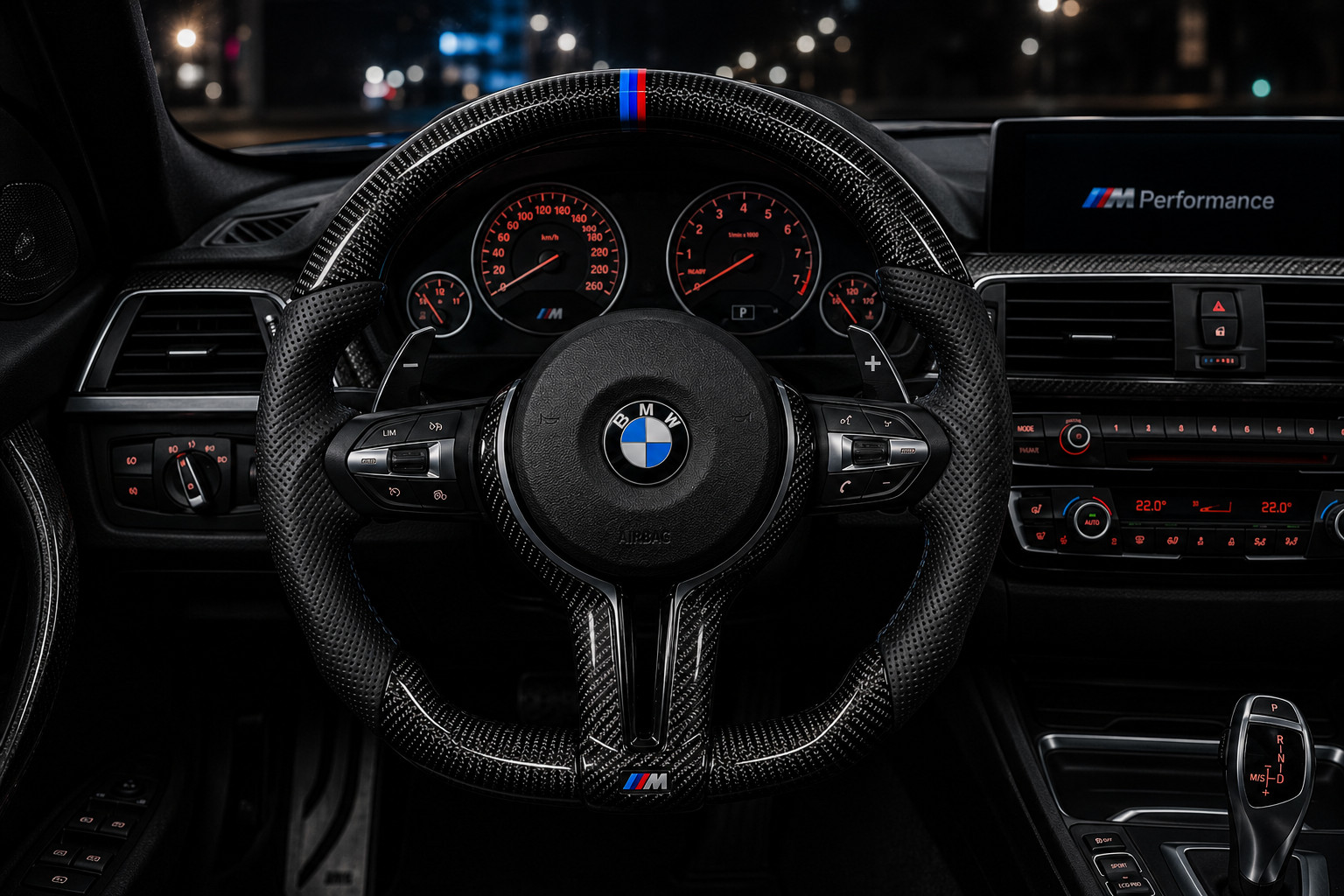 Carbon Fiber Leather Round Sport Steering Wheel for BMW F30 F32 F22 F10 F20 F46