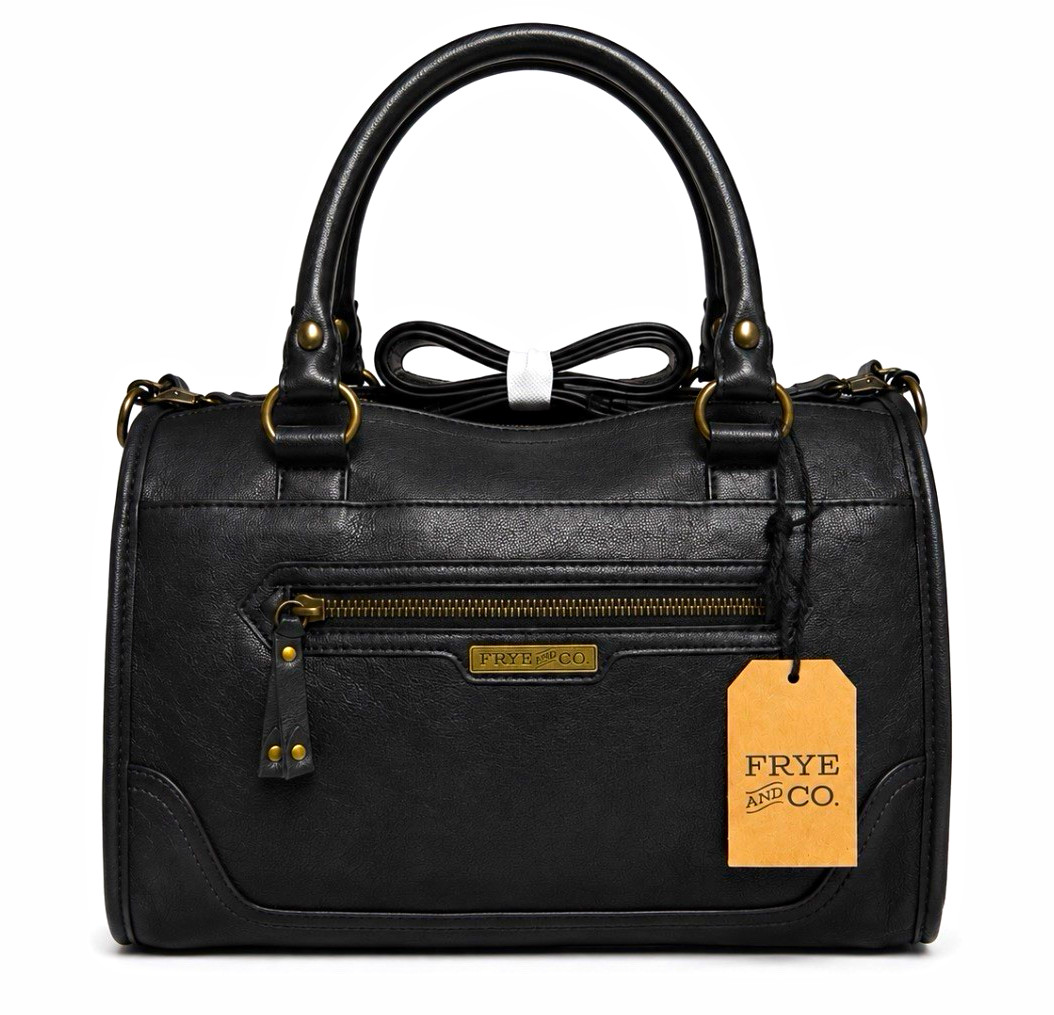 Frye and Co Core Satchel Black Crossbody Handbag Antique Brass NWT