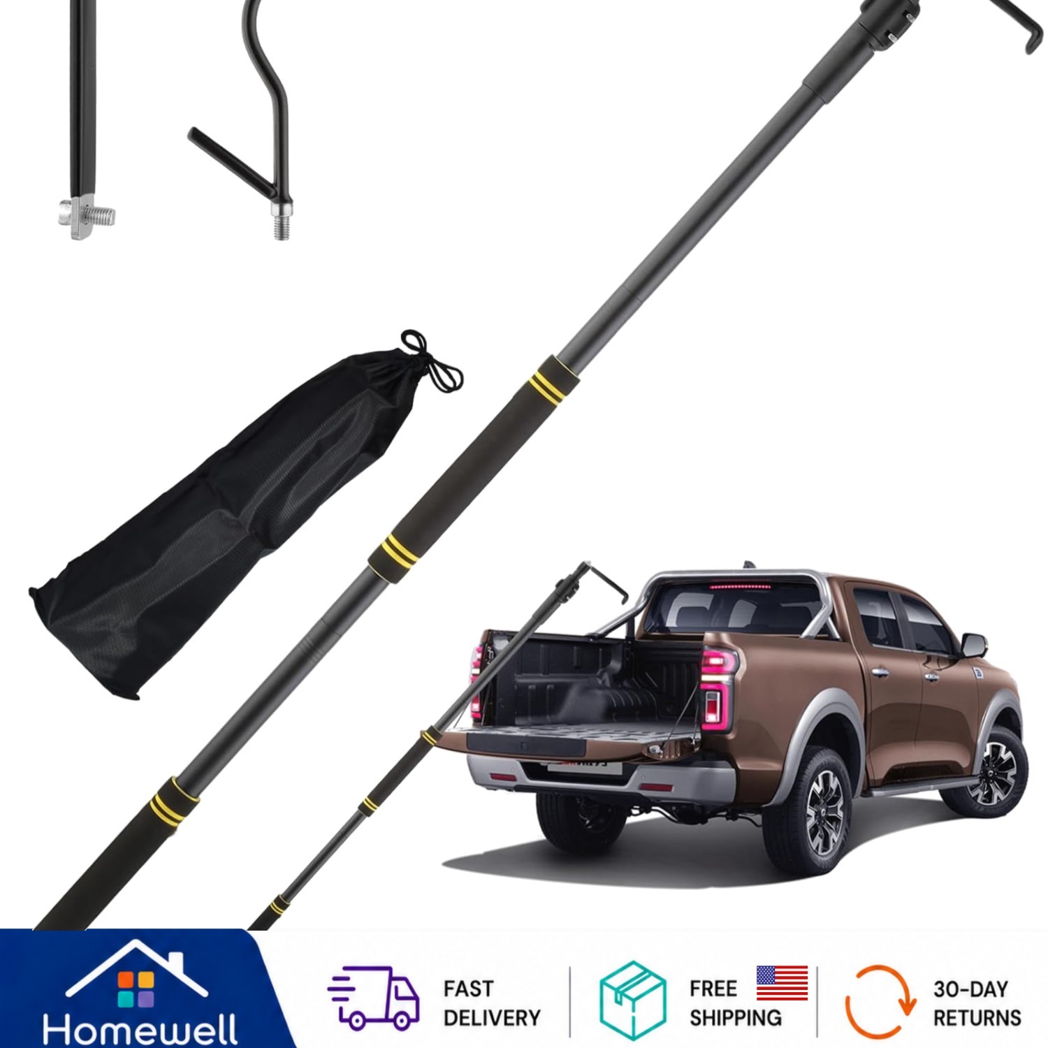 Bed Buddy Truck Tool: Telescoping Cargo Grabber 34-74” for Easy Retrieval