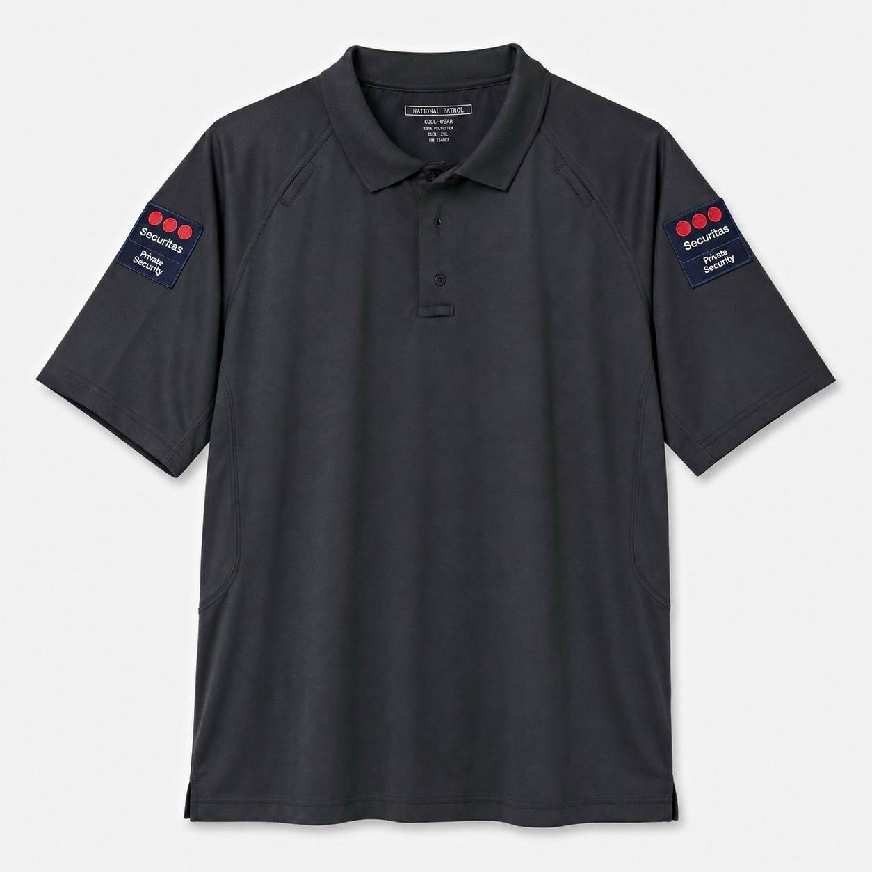 National Patrol Security Polo 2XL Black Polyester Knit Securitas Logos