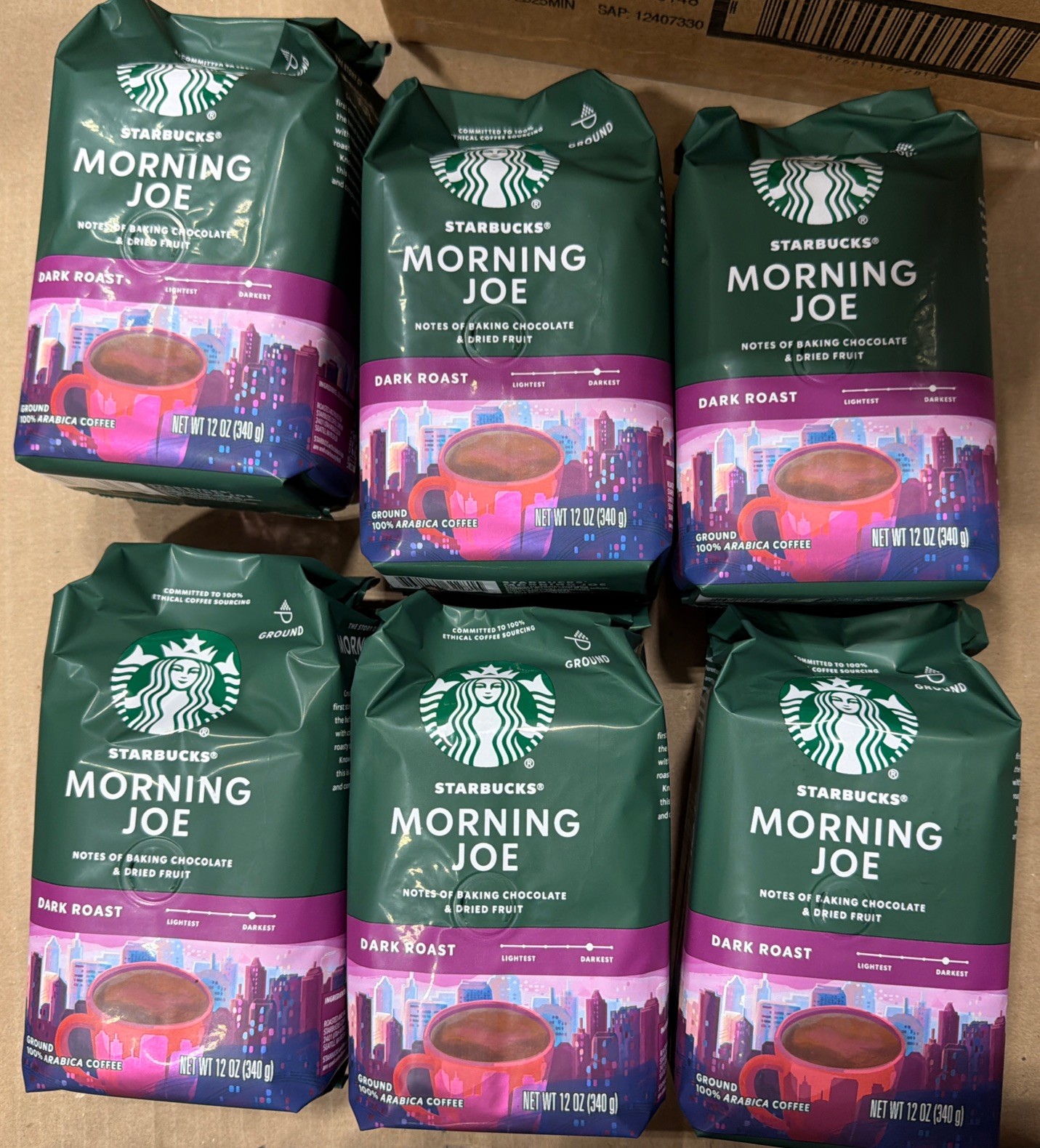 Lot of 9 Dark Roast Ground Coffee - Morning Joe, 100% Arabica, 12oz Lot of 9 Dark Roast Ground Coffee - Morning Joe, 100% Arabica, 12oz