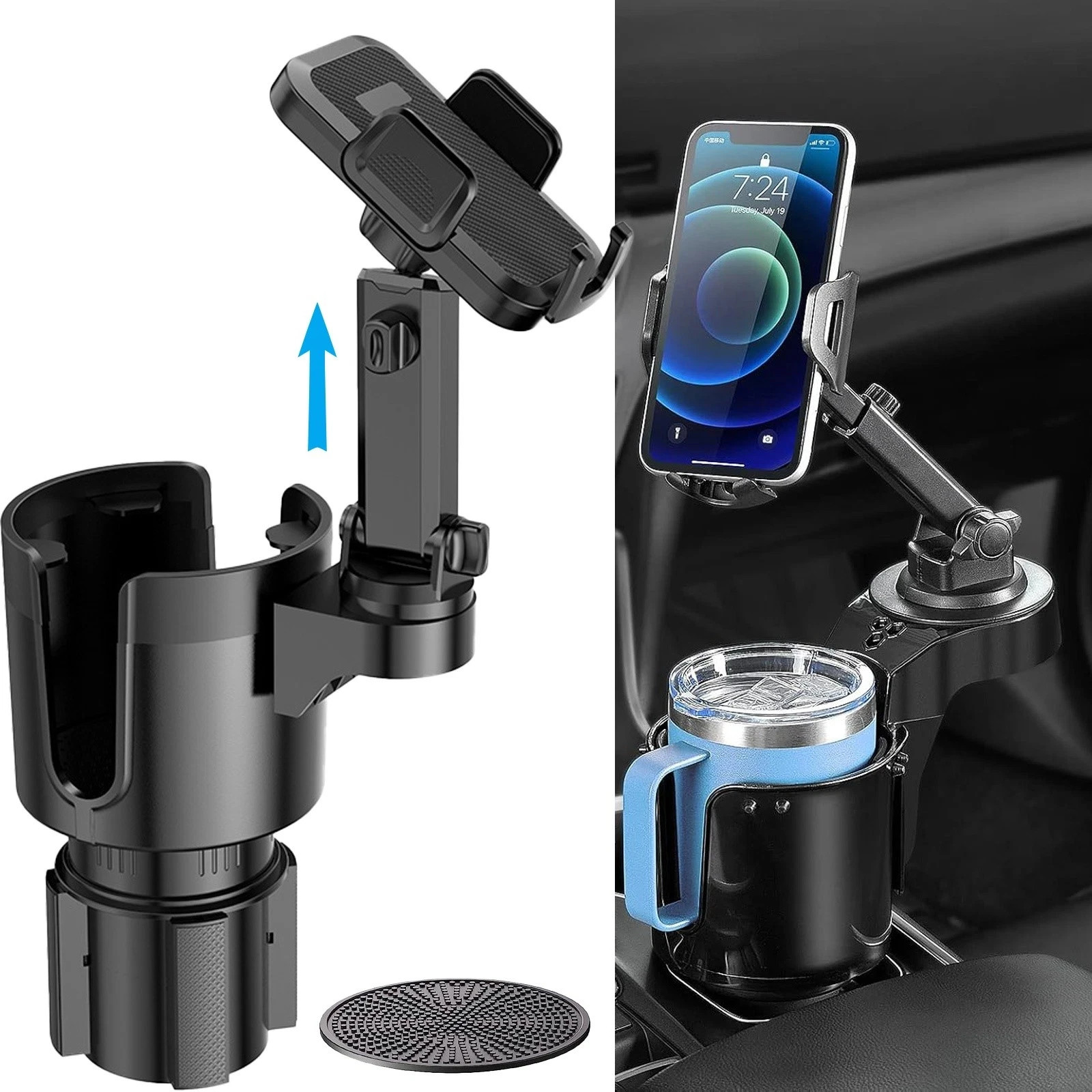 360° Universal Cup Holder Car Mount Cradle for Cell Phone Drink Organizer Holder 360° Universal Cup Holder Car Mount Cradle for Cell Phone Drink Organizer Holder