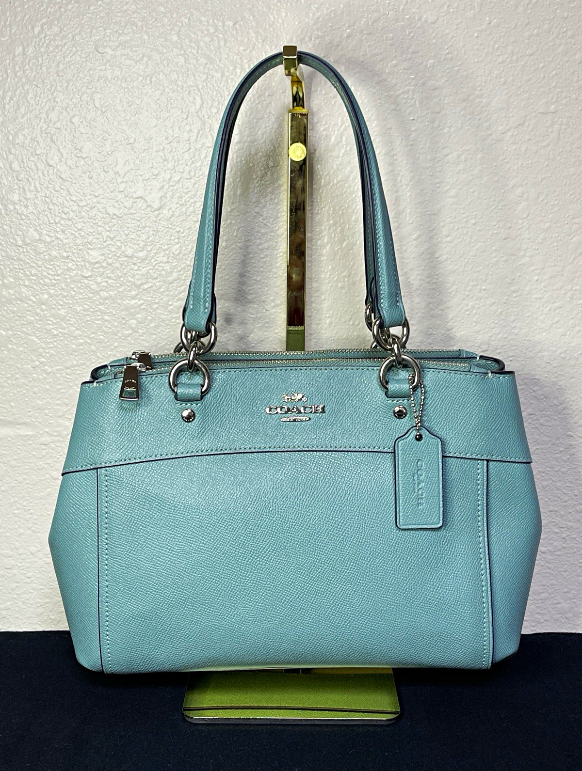 COACH Brooke Carryall Satchel Crossgrain Leather in Aquamarine COACH Brooke Carryall Satchel Crossgrain Leather in Aquamarine
