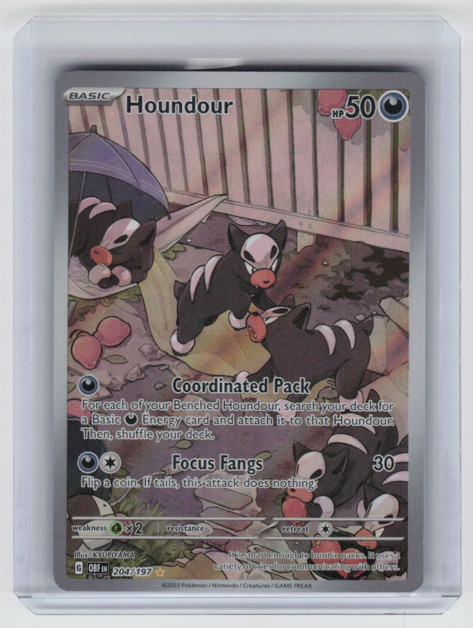 Houndour 204/197 Illustration Rare Obsidian Flames Pokemon Holo Near Mint Houndour 204/197 Illustration Rare Obsidian Flames Pokemon Holo Near Mint