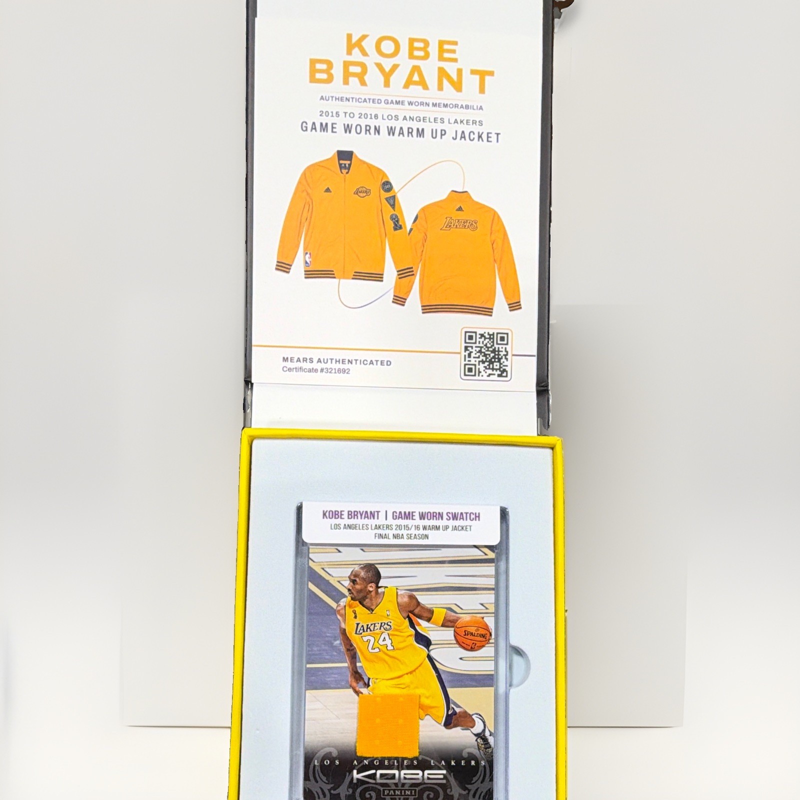 Kobe Bryant Los Angeles Lakers Final NBA Season Game Worn Swatch MEARS #165 Kobe Bryant Los Angeles Lakers Final NBA Season Game Worn Swatch MEARS #165