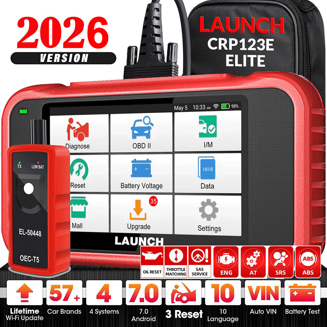 2026 LAUNCH CRP123E OBD2 Scanner Engine ABS SRS Code Reader Car Diagnostic Tool