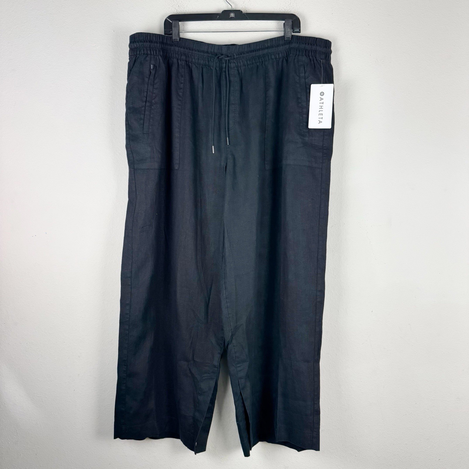 Athleta Women\'s Retreat Linen Wide Leg Pant Size 2X Black