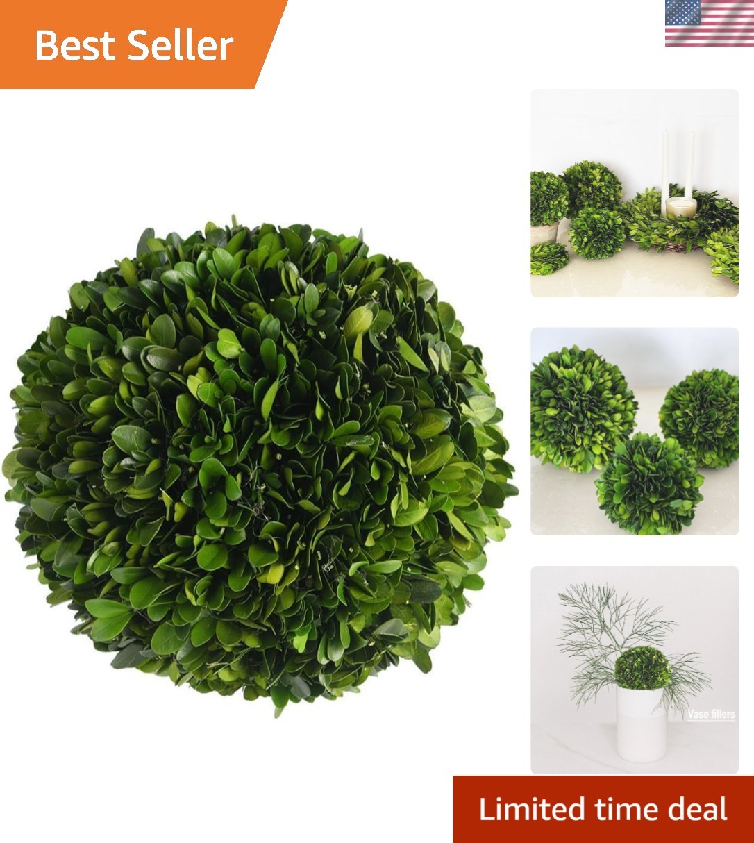 Elegant 8-Inch Preserved Boxwood Decorative Ball for Centerpieces & Bowls