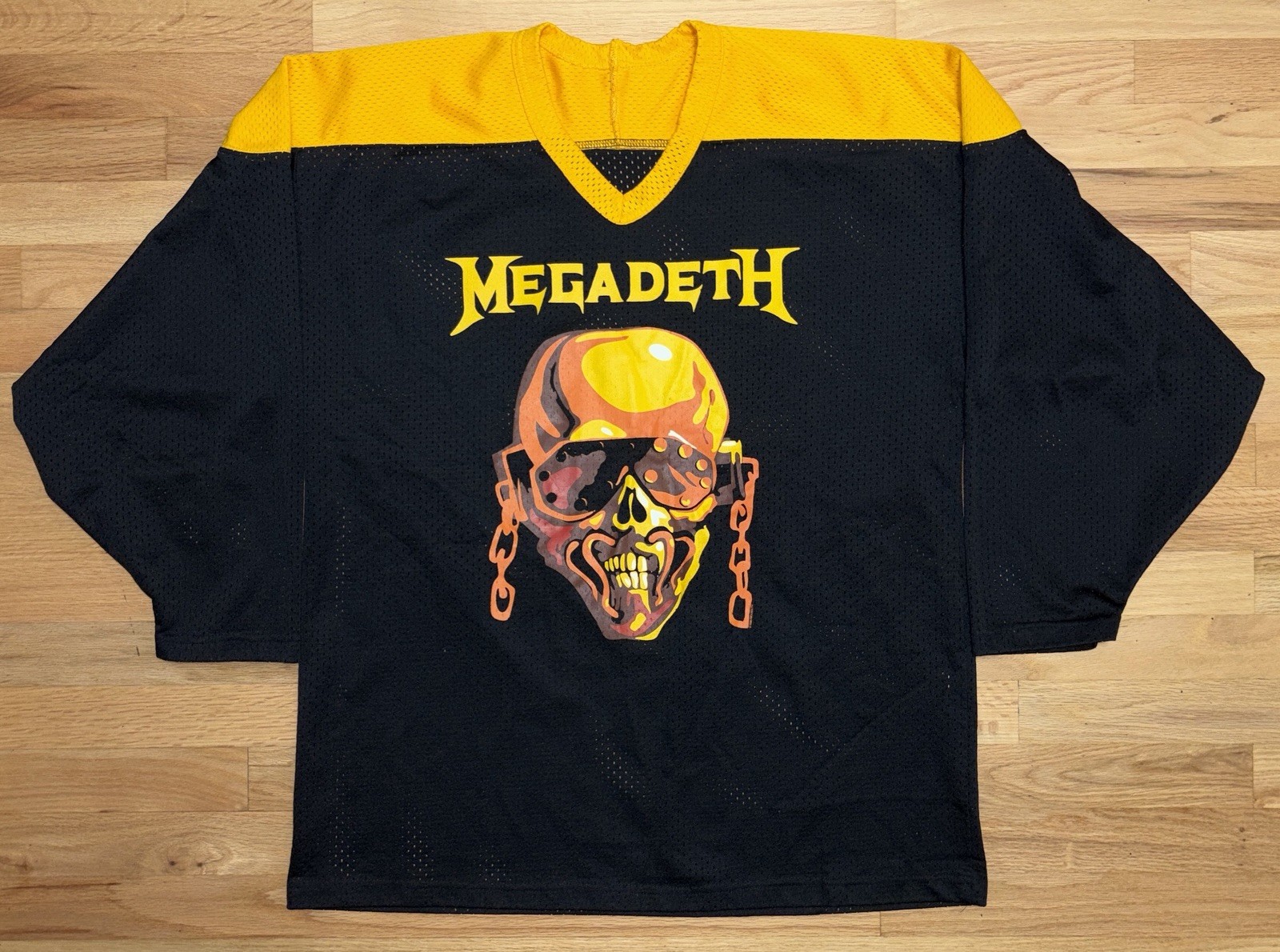 Vintage 2004 Megadeth Hockey Jersey Rattlehead 83 Heavy Metal Mesh Shirt XL USA