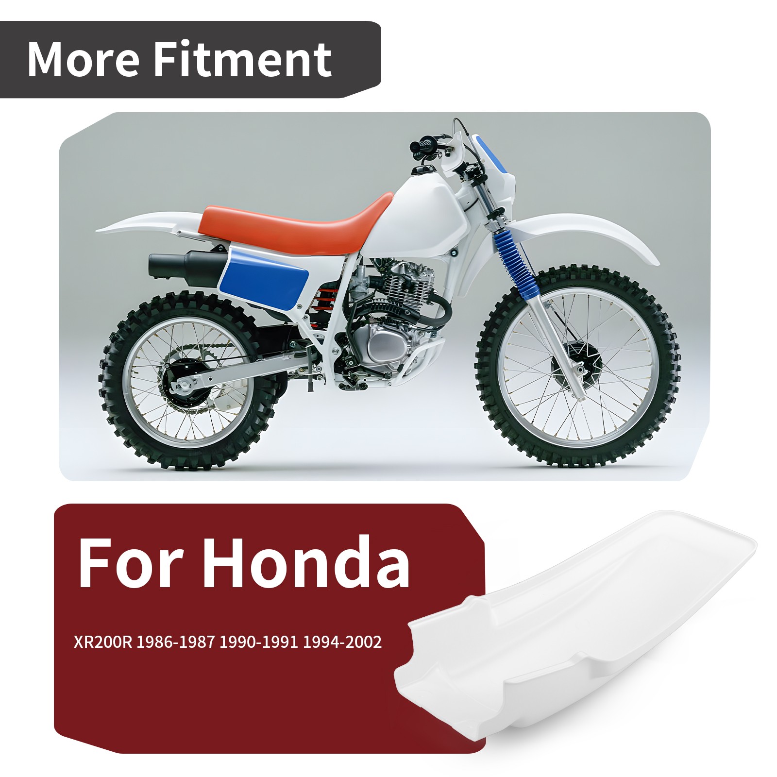 White Rear Fender For Honda XR200R 1986 1987 1988 1989 1990-2002 80100-KT0-671ZA