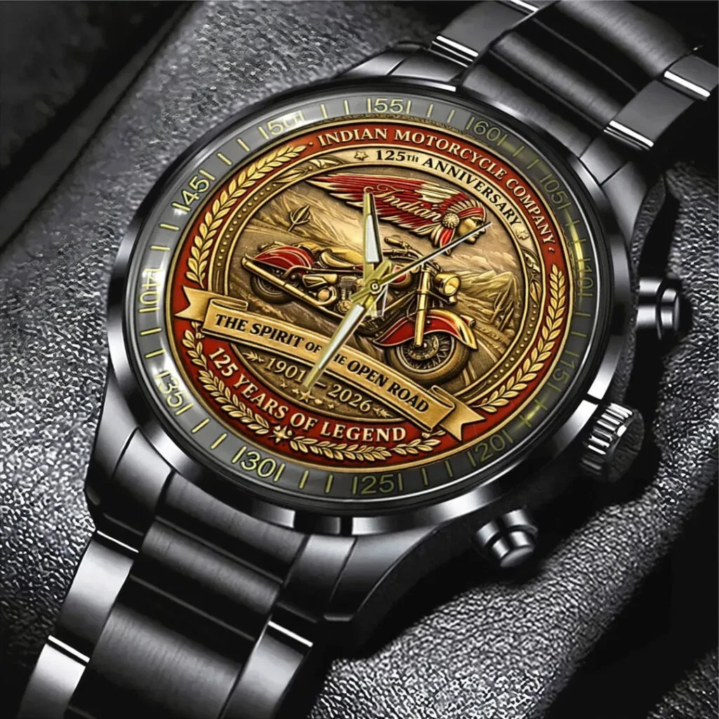 Indian Motorcycle 125th Anniversary Black Stainless Steel Watch Indian Motorcycle 125th Anniversary Black Stainless Steel Watch