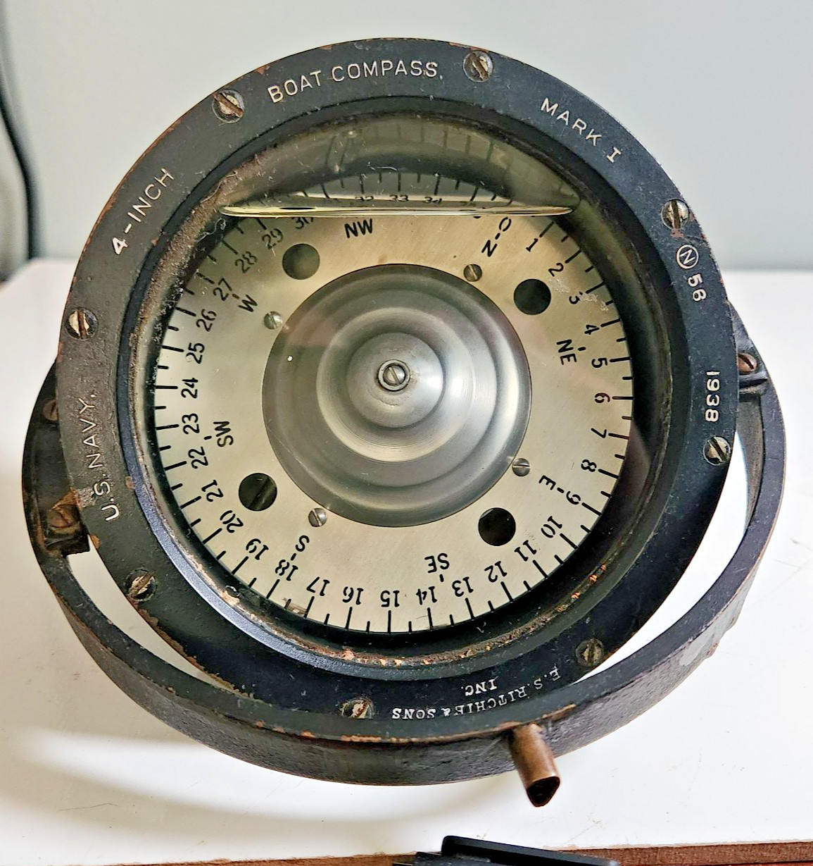 1938 Pre WWII U.S Navy Mark I 4\'\' Boat Compass E.S. Ritchie & Sons Nauttical 1938 Pre WWII U.S Navy Mark I 4\'\' Boat Compass E.S. Ritchie & Sons Nauttical