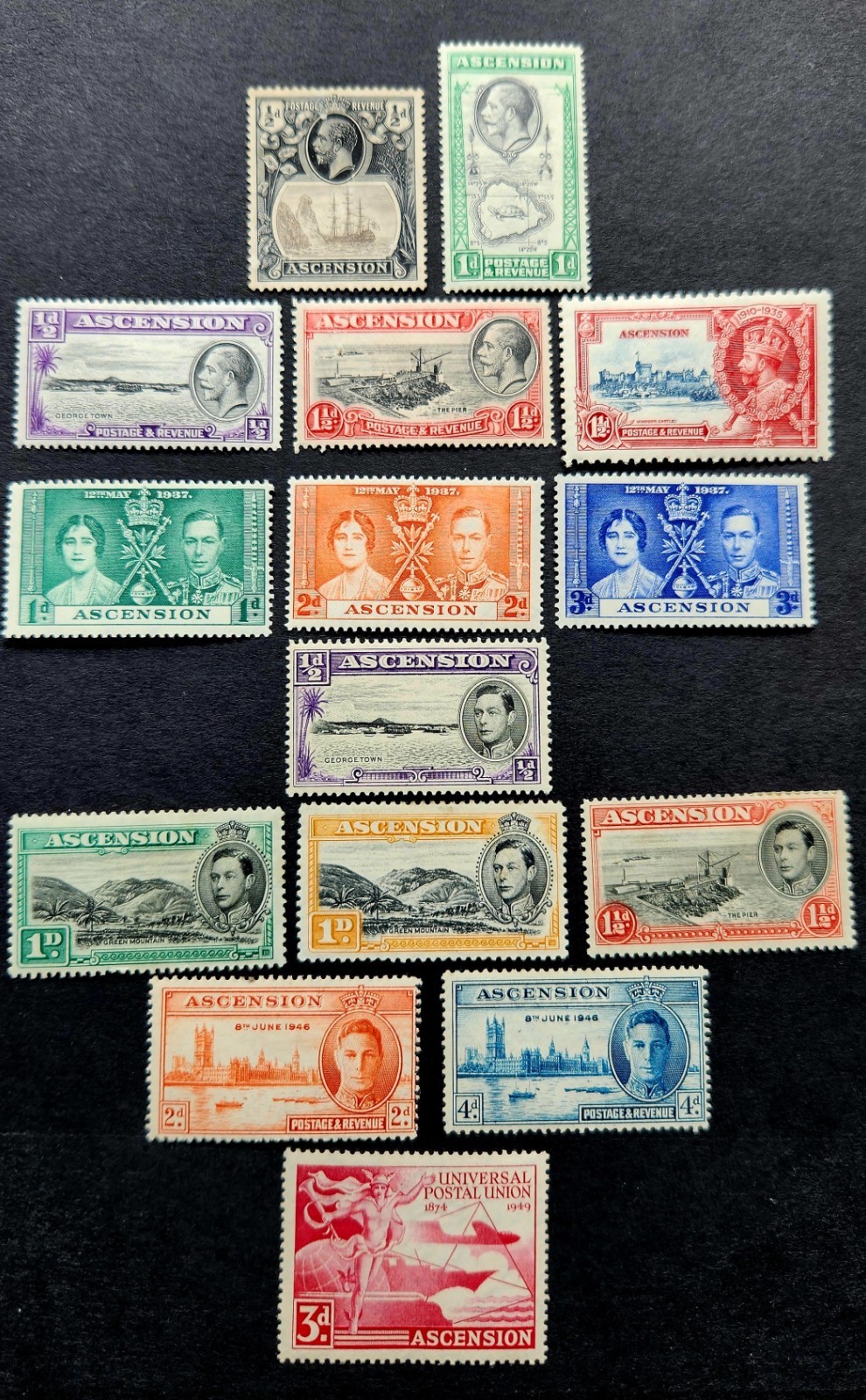 Ascension Stamp Lot (15) 1924-49 Mint CV$53+ 