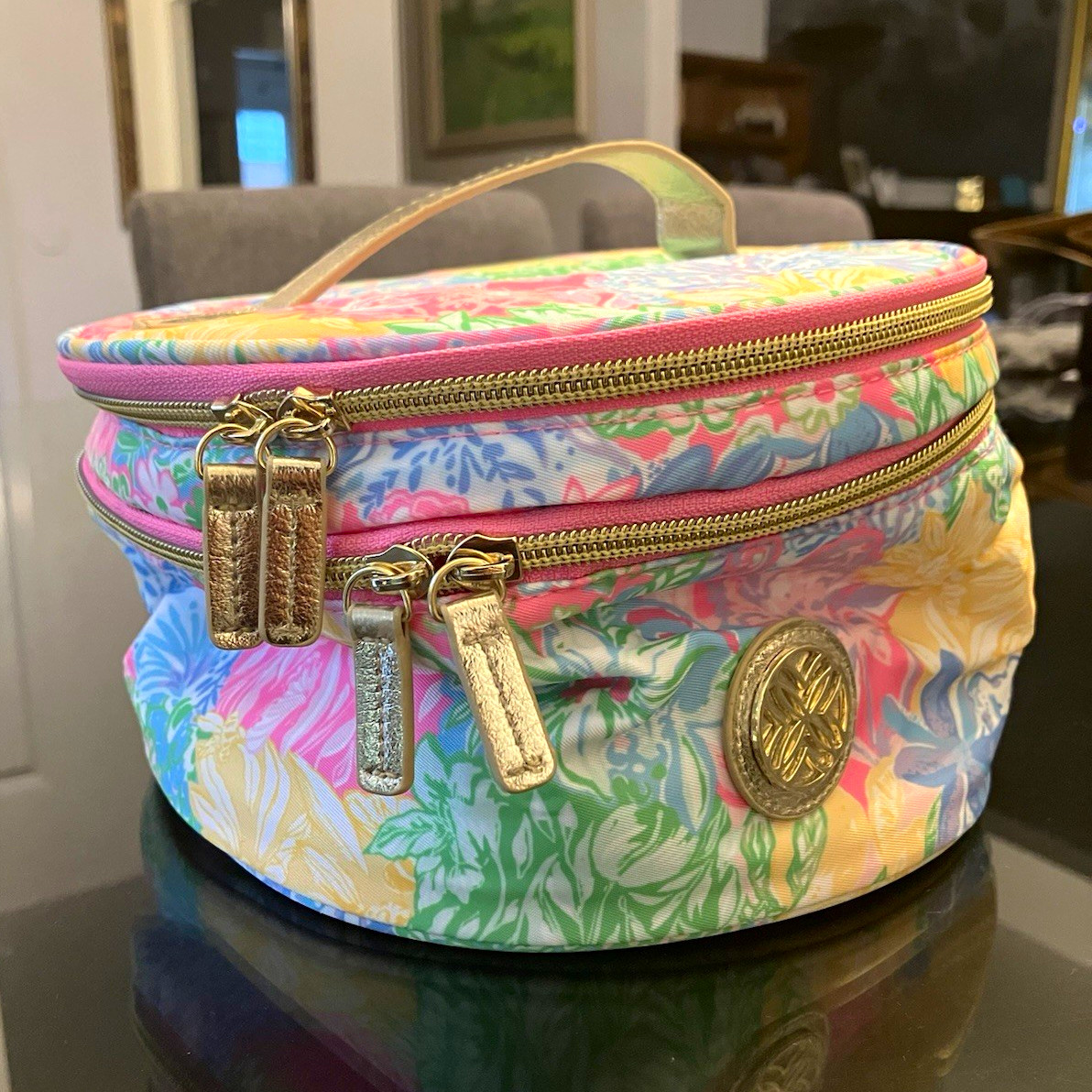 Lilly Pulitzer Makeup Cosmetic Case Zip Handle Polyester Multicolor Pink Lilly Pulitzer Makeup Cosmetic Case Zip Handle Polyester Multicolor Pink