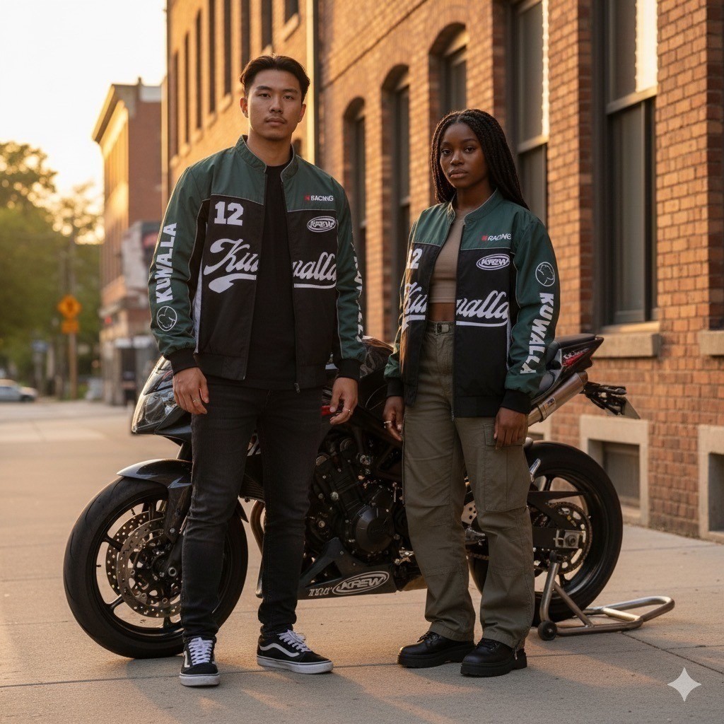 Krew Kuwalla Racing Jacket Bomber Green Black White Size M Men - $110 sold Out