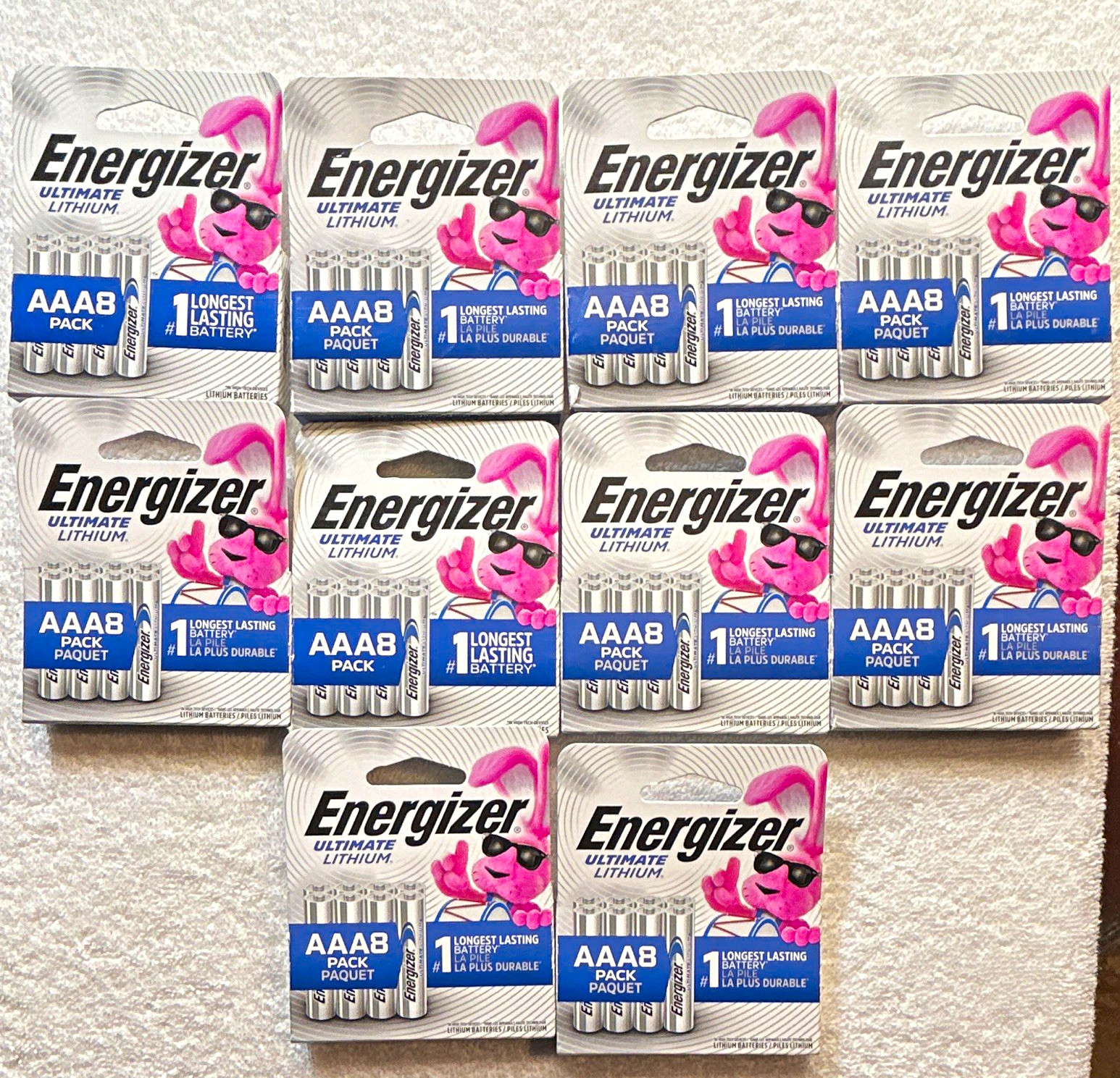 Lot of 10 Energizer Ultimate Lithium AAA Batteries 25 Year Life 80 batteries