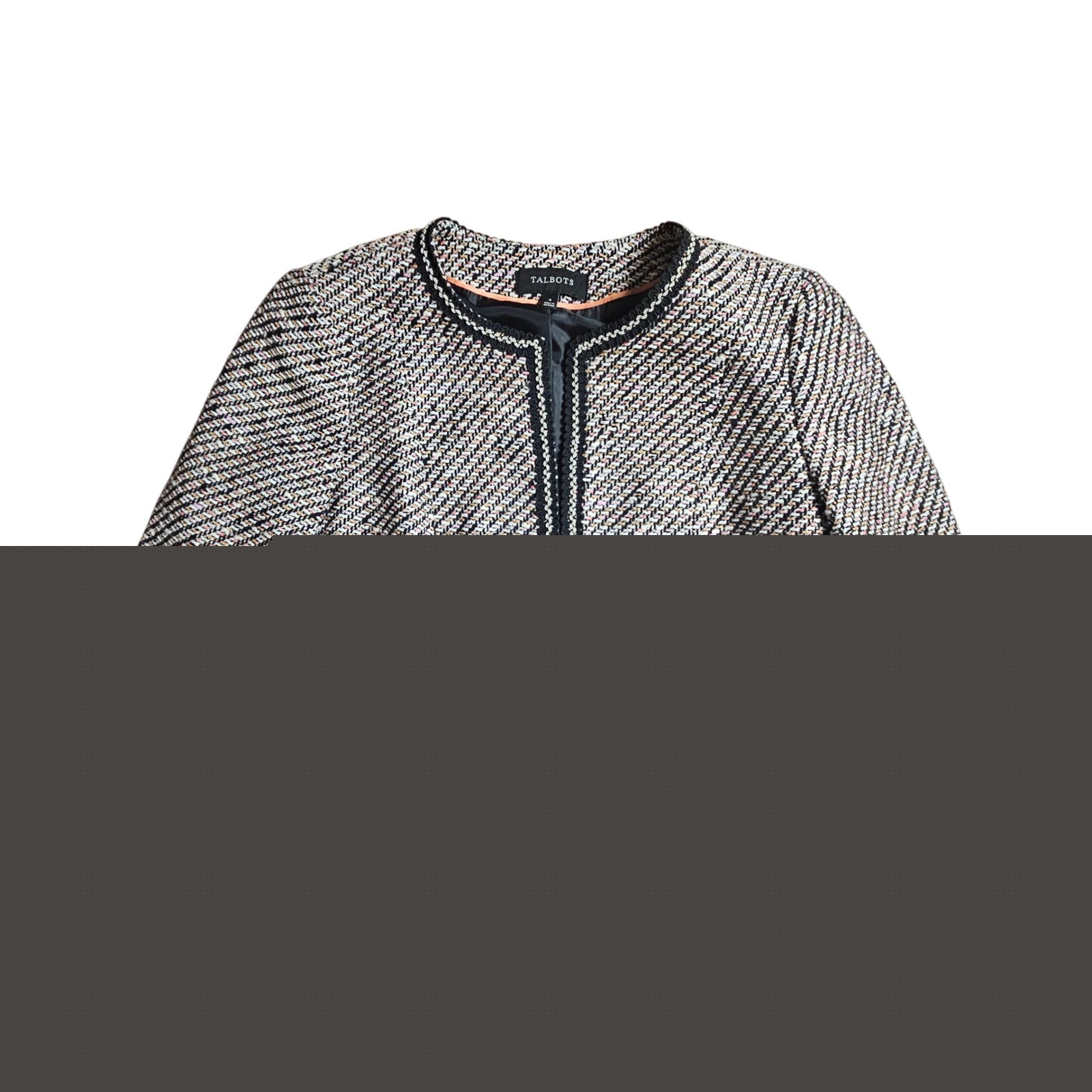 Talbots Grosgrain Trim Tweed Jacket 4 Peplum Braided Trim Office Siren Corpcore Talbots Grosgrain Trim Tweed Jacket 4 Peplum Braided Trim Office Siren Corpcore