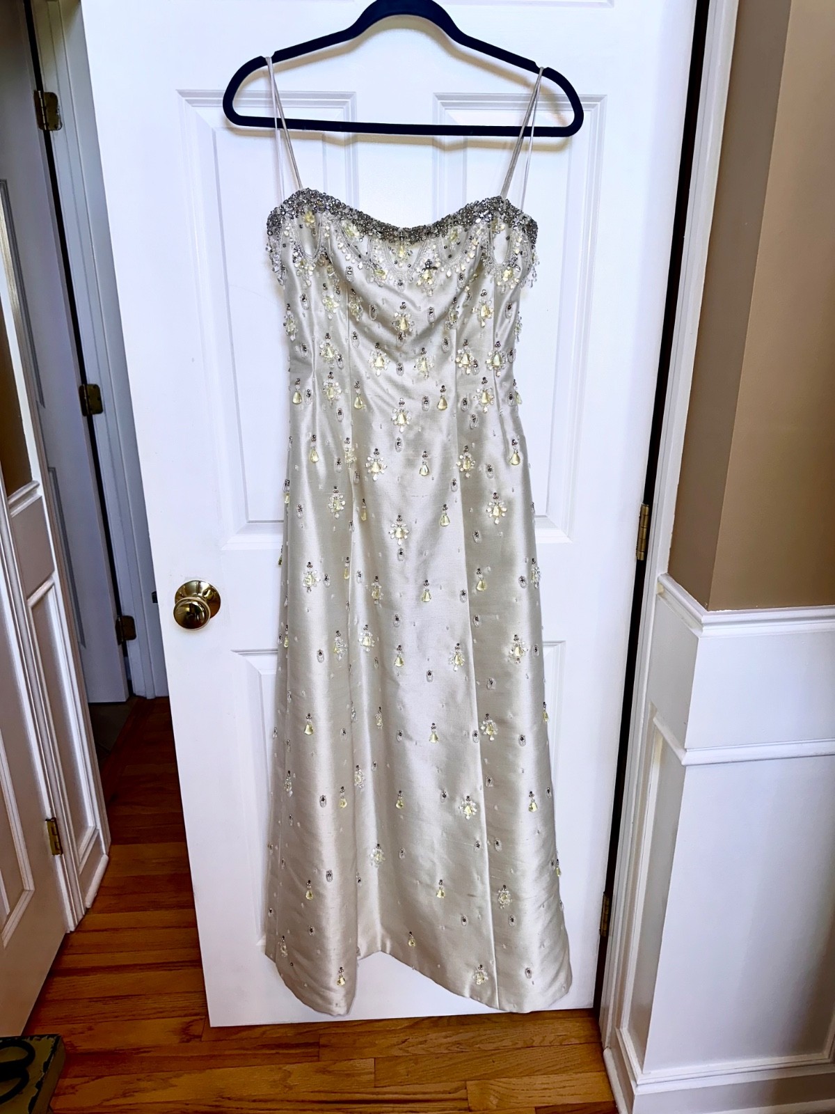Elizabeth Arden 1950s Beaded Couture Gown 50s 60s Shantung Elizabeth Arden 1950s Beaded Couture Gown 50s 60s Shantung