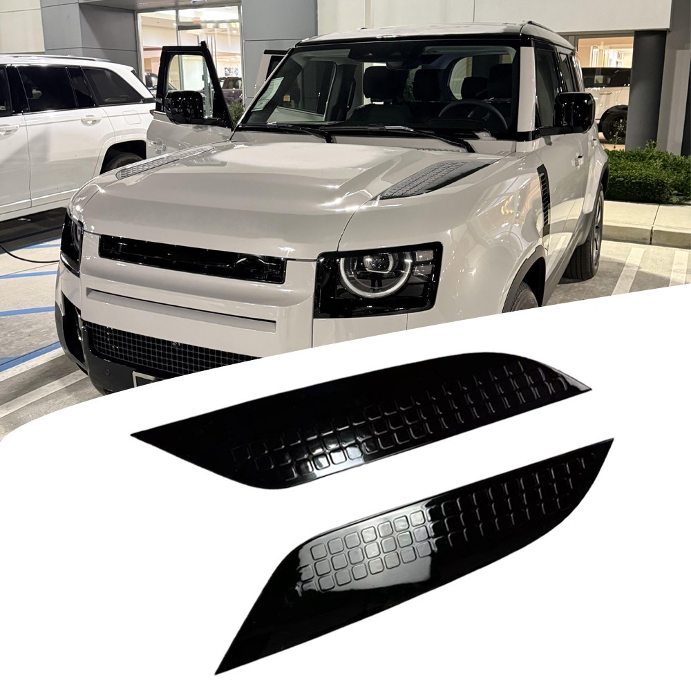 2PCS Front Hood Vent Fits For LR Defender 90 110 130 Upgrad to 2026 Glossy Black 2PCS Front Hood Vent Fits For LR Defender 90 110 130 Upgrad to 2026 Glossy Black
