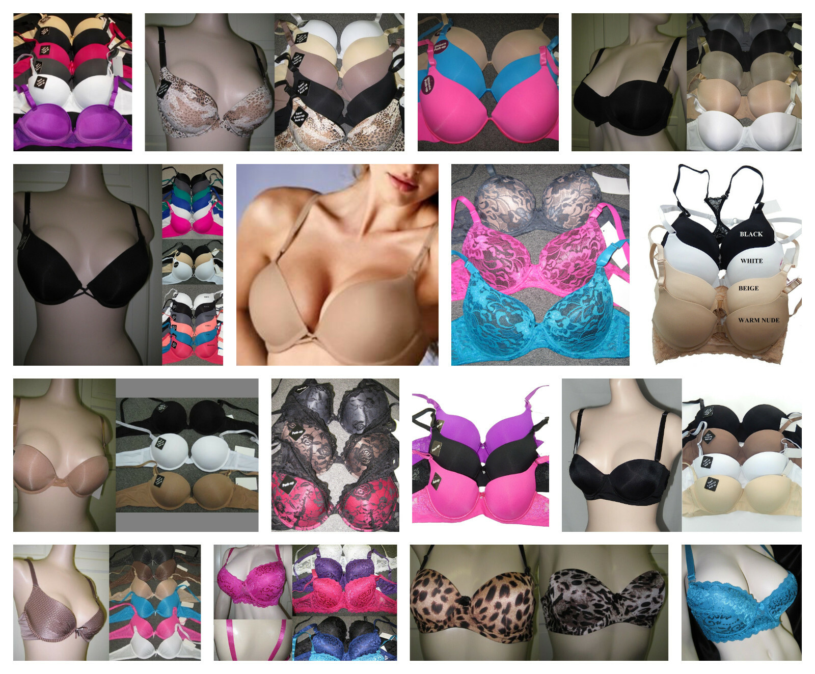 100 Bras MIXED STYLES REGULAR n PUSH UP BRAS WHOLESALE LOT 32-48 A B C D-F 100 Bras MIXED STYLES REGULAR n PUSH UP BRAS WHOLESALE LOT 32-48 A B C D-F