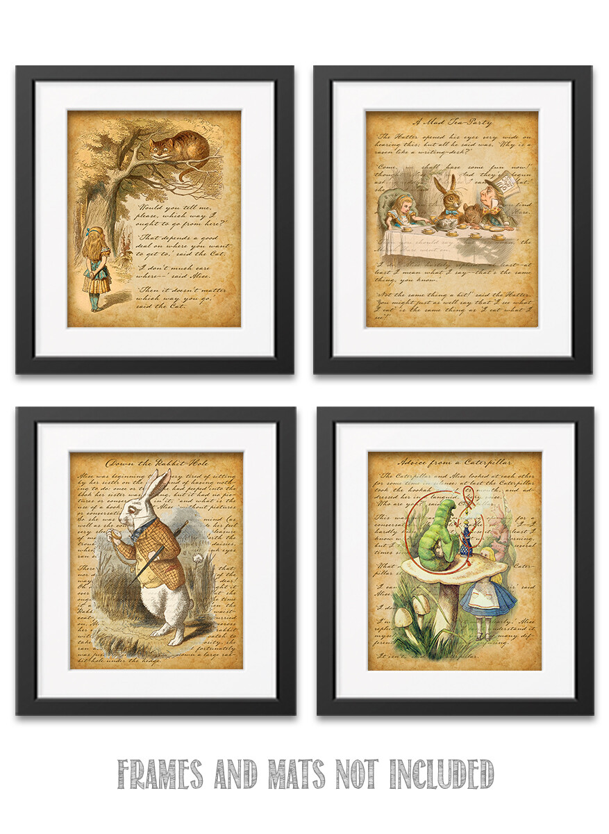 Alice In Wonderland - Set of Four Prints (11x14) Unframed - Great Gift Under $25 Alice In Wonderland - Set of Four Prints (11x14) Unframed - Great Gift Under $25
