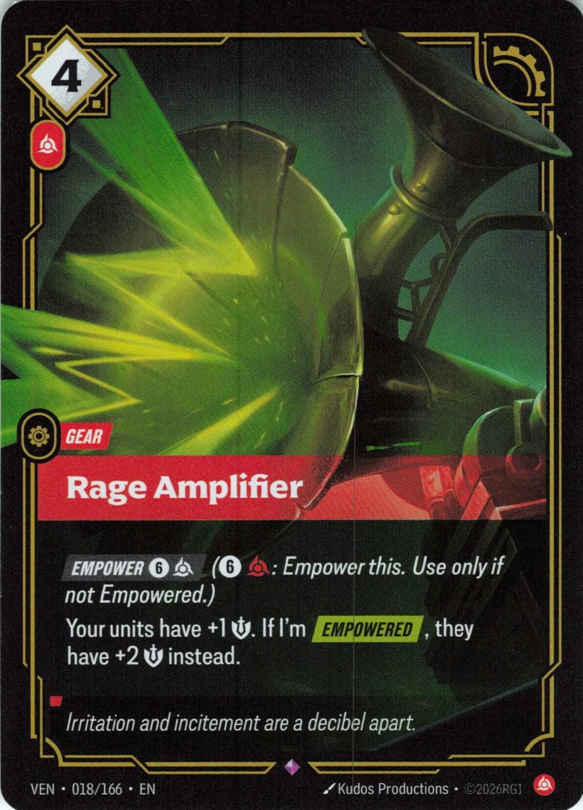 Rage Amplifier 018/166 Rare Vendetta Riftbound Foil Near Mint Rage Amplifier 018/166 Rare Vendetta Riftbound Foil Near Mint