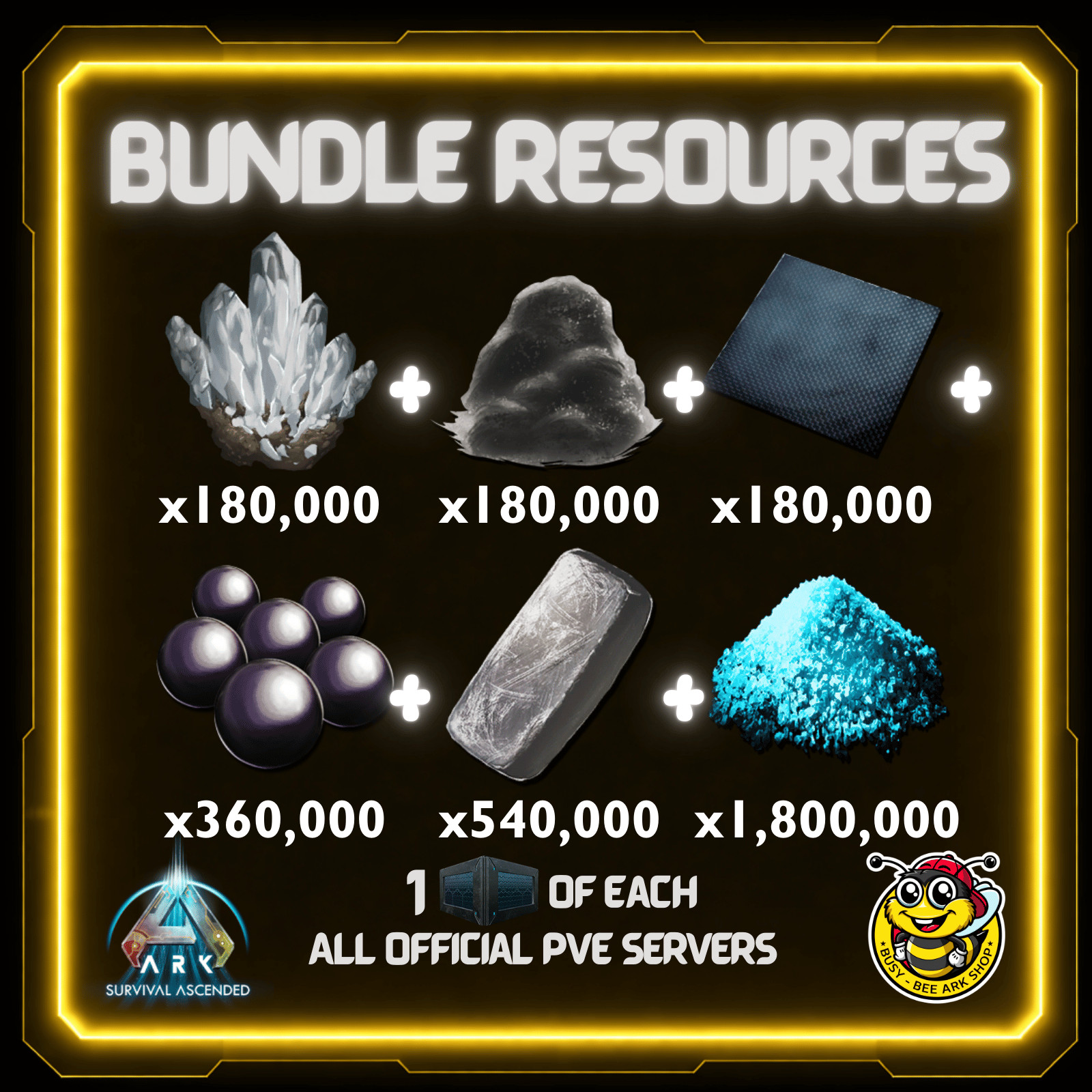 Ark Survival Ascended PVE- Resources- Bundle -ASA XBOX/PS5/PC -Official