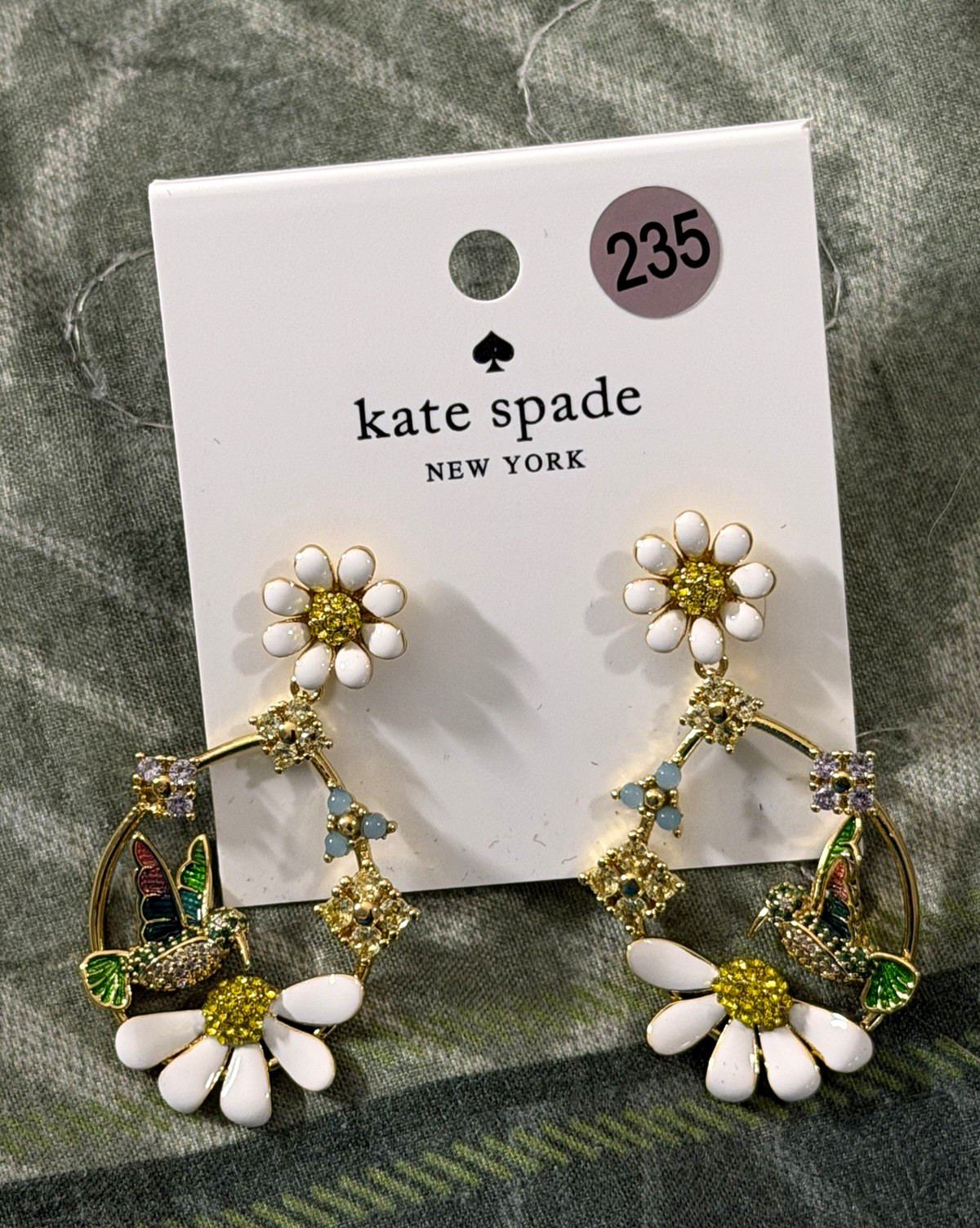 Kate Spade New York Hummingbird Floral Enamel Crystal Dangle Earrings Kate Spade New York Hummingbird Floral Enamel Crystal Dangle Earrings