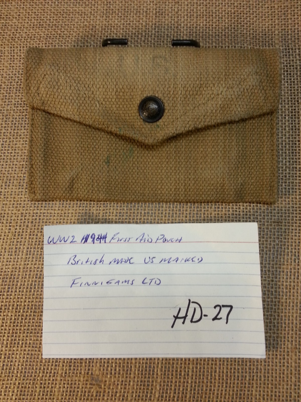 WW2 1944  British Made US Military First Aid Pouch Finnegans MFG