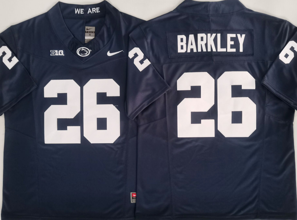 (Duty-Free ) Men\'s Penn State Saquon Barkley #26 Stitched Jersey All Size S-3XL