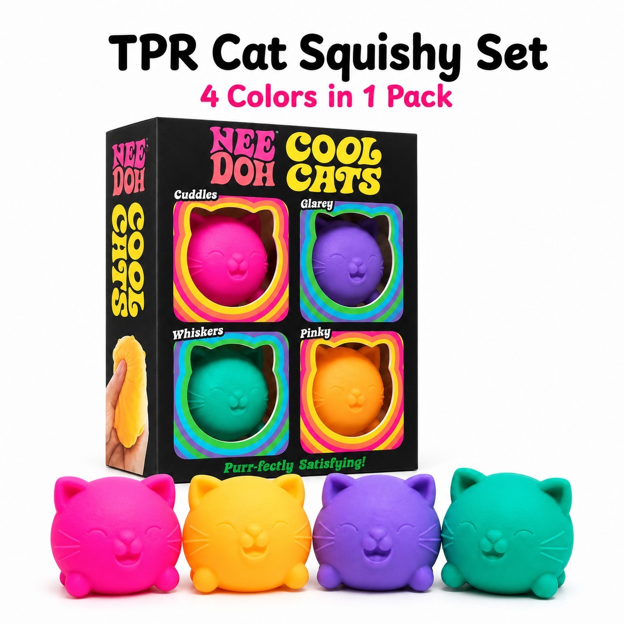 NeeDoh Teenie Cool Cats 4-Pack Schylling Squishy Kittens Fidget Stress Toy NIB NeeDoh Teenie Cool Cats 4-Pack Schylling Squishy Kittens Fidget Stress Toy NIB