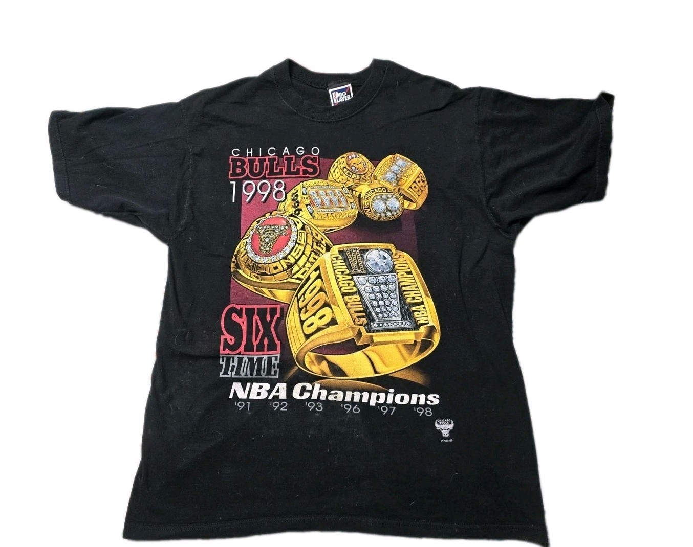 Vintage 90s 1998 Chicago Bulls Championship Rings Pro Player Shirt Large Rap Tee