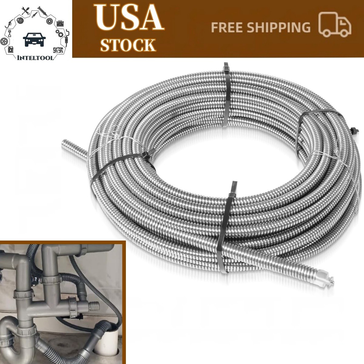 37847 C-32 75 Ft Inner Core Cable for RIDGID K-3800 & K-375 Cleaning Machines