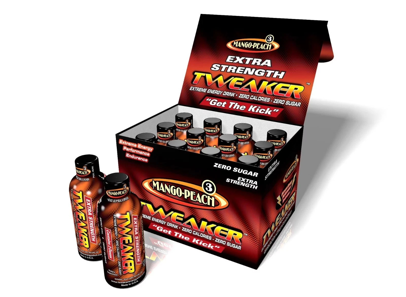 Tweaker Energy Shot, Mango Peach, Extra Strength, 2 fl oz, 12 Count. Tweaker Energy Shot, Mango Peach, Extra Strength, 2 fl oz, 12 Count.