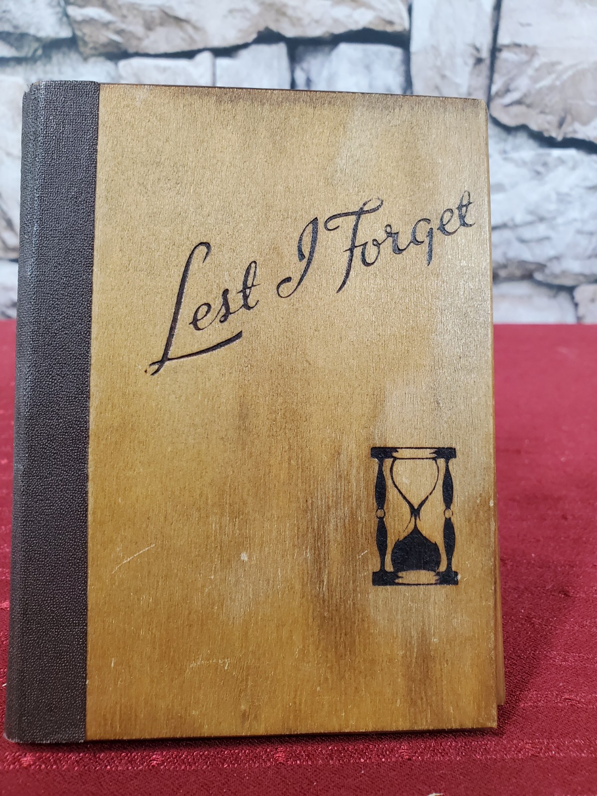 ANTIQ 1930 Handmade Leather & Wood Address Book 