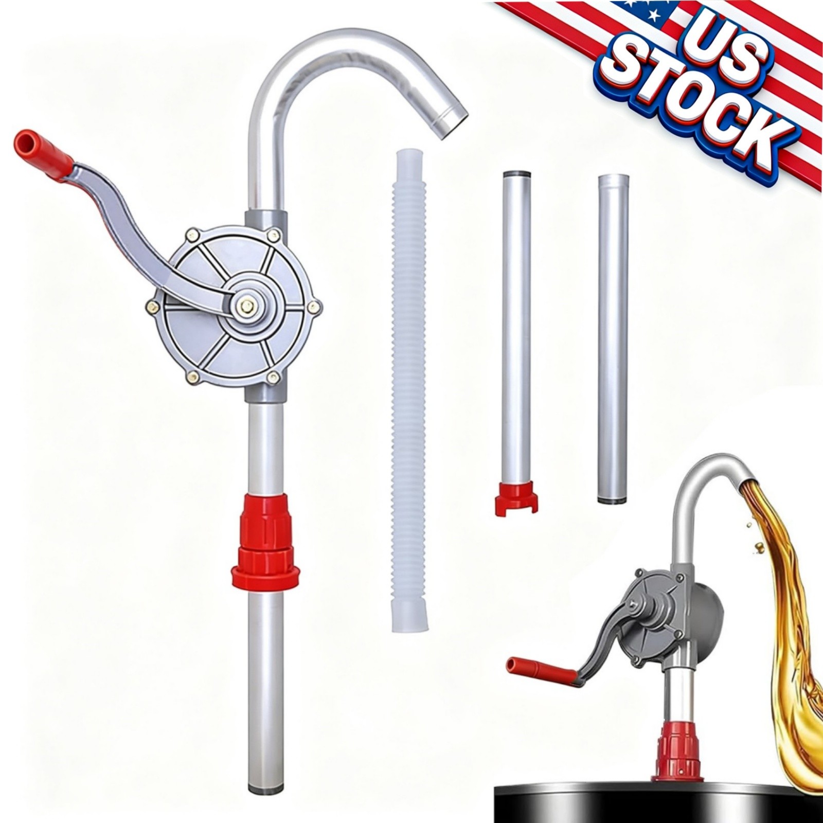 Drum Rotary Barrel Pump Hand Crank Water Transfer Pump 5-55 Gallon Drums
