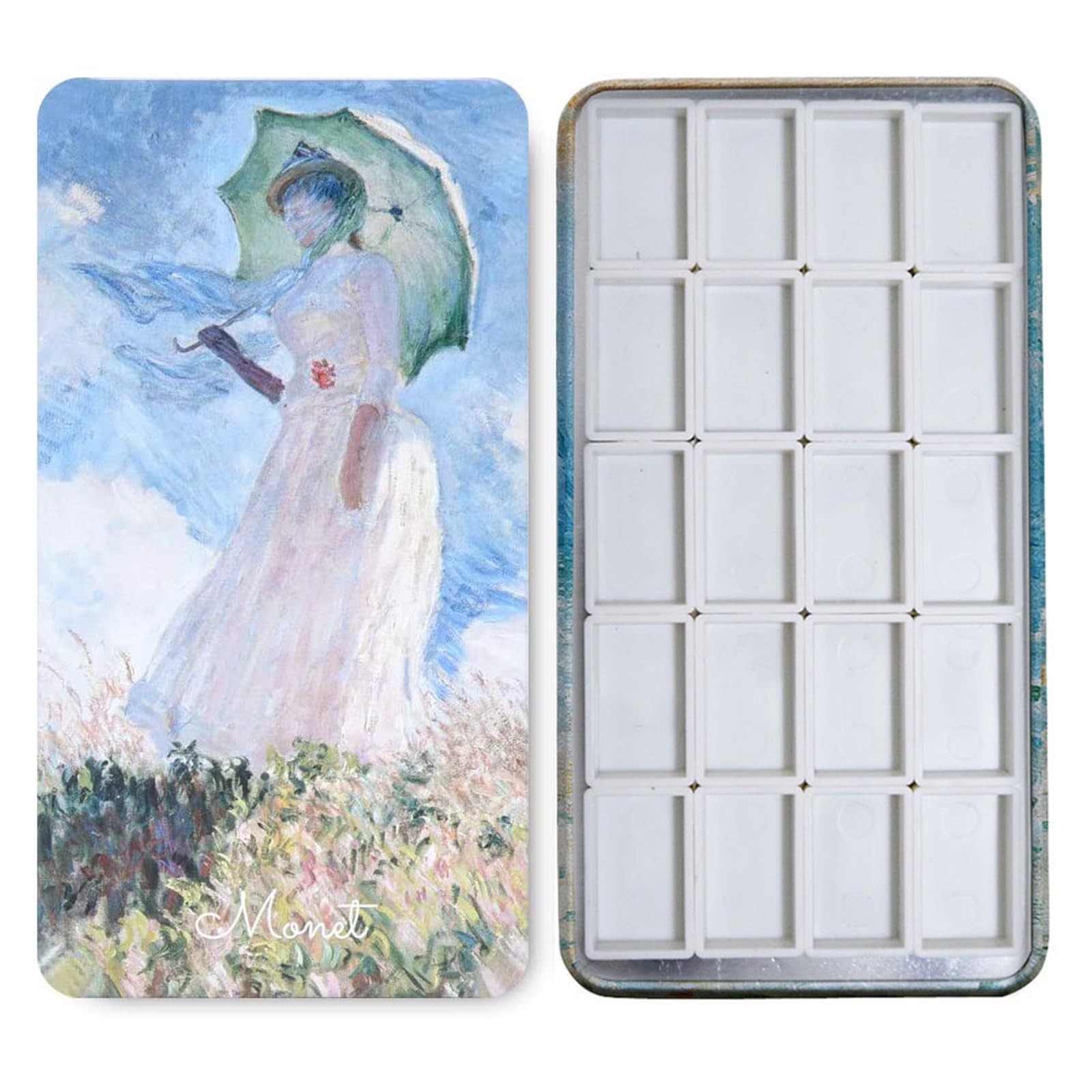 Watercolor Palette Tin Case with 20PCS Empty Full Pans Magnetic Strip