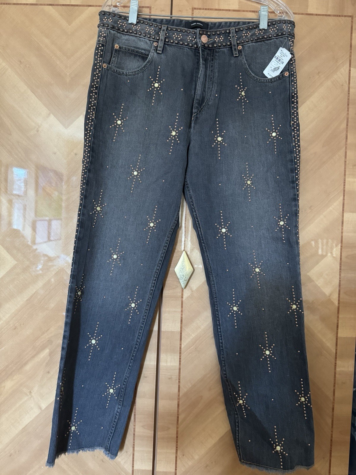 ISABEL MARANT Straight Leg Jeans in Grey/ NWT SZ 12 FR44, MSRP $1210 ISABEL MARANT Straight Leg Jeans in Grey/ NWT SZ 12 FR44, MSRP $1210