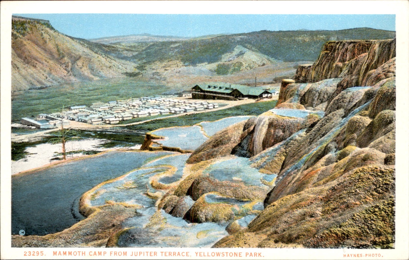 Mammoth Camp WY Mammoth Camp Jupiter Terrace Haynes c1910s Vintage Postcard