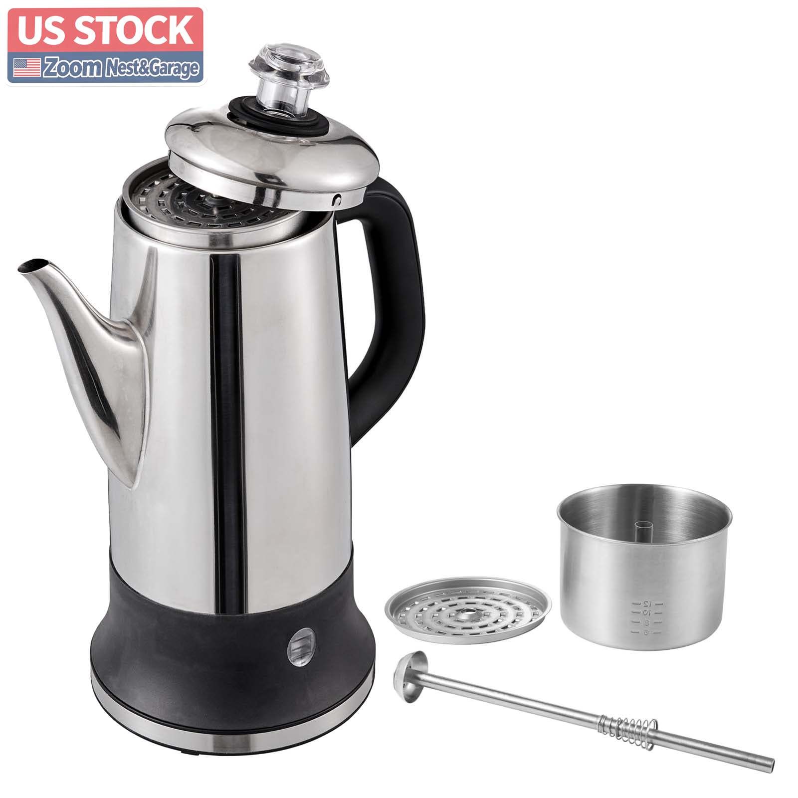 US Stock KFFKFF 12-Cup Electric Percolator, Stainless Steel Coffee Maker