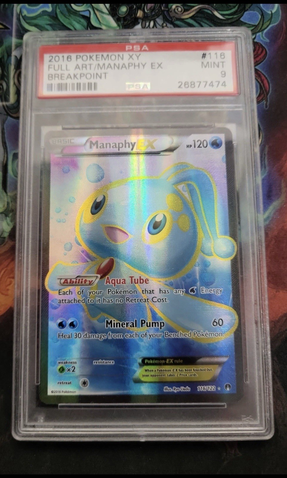 2016 Pokemon XY Breakpoint Manaphy EX Full Art #116 PSA 9 MINT (RARE Low Pop)