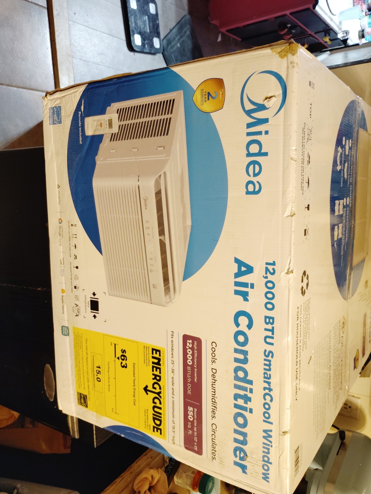 Midea 12,000 BTU Smart Inverter Window AC, Cools up to 550 Sq. Ft MAW12V1YWT-S Midea 12,000 BTU Smart Inverter Window AC, Cools up to 550 Sq. Ft MAW12V1YWT-S