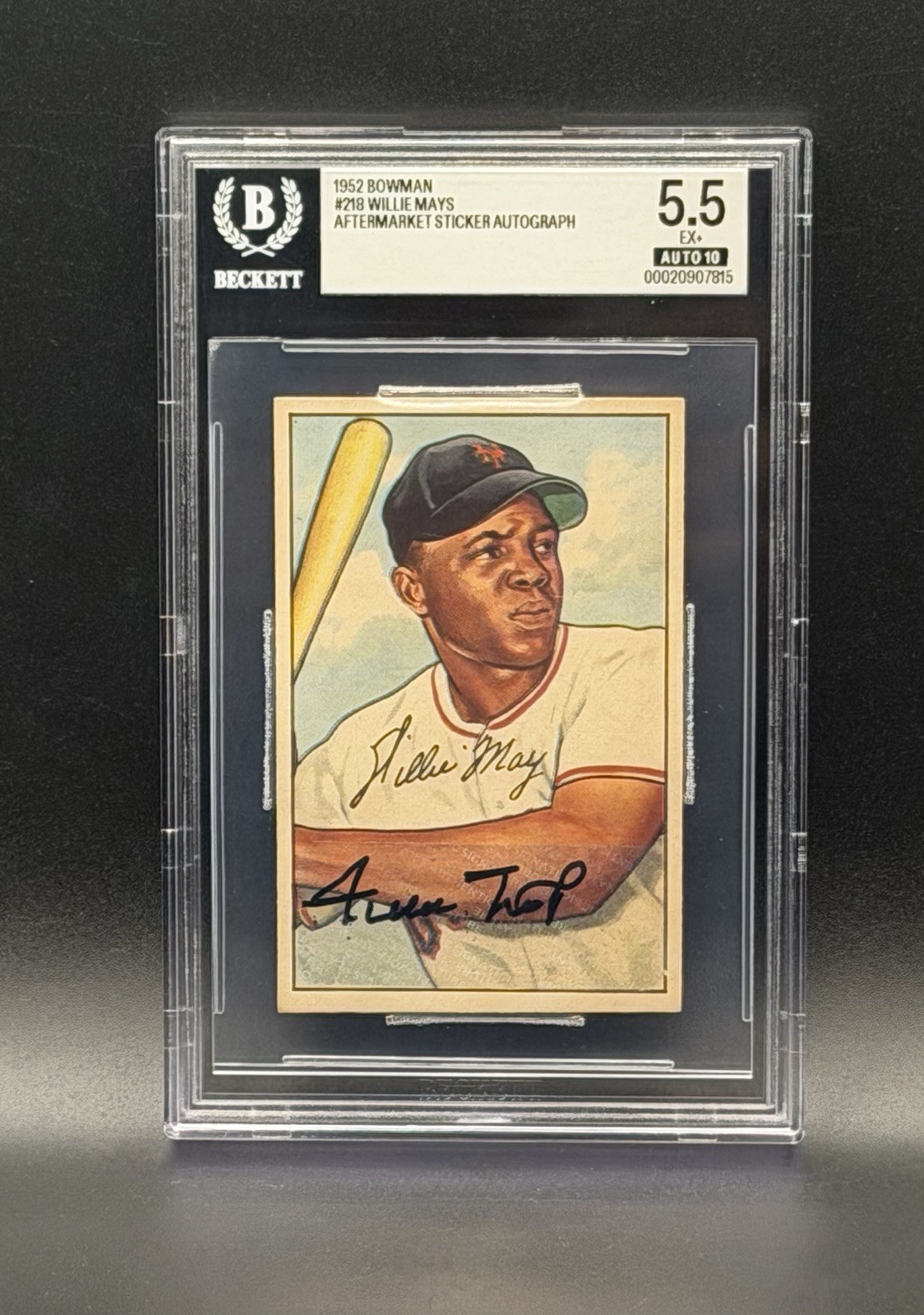 1952 Bowman Willie Mays #218 BGS 5.5 With BAS 10 Auto Centered 1952 Bowman Willie Mays #218 BGS 5.5 With BAS 10 Auto Centered