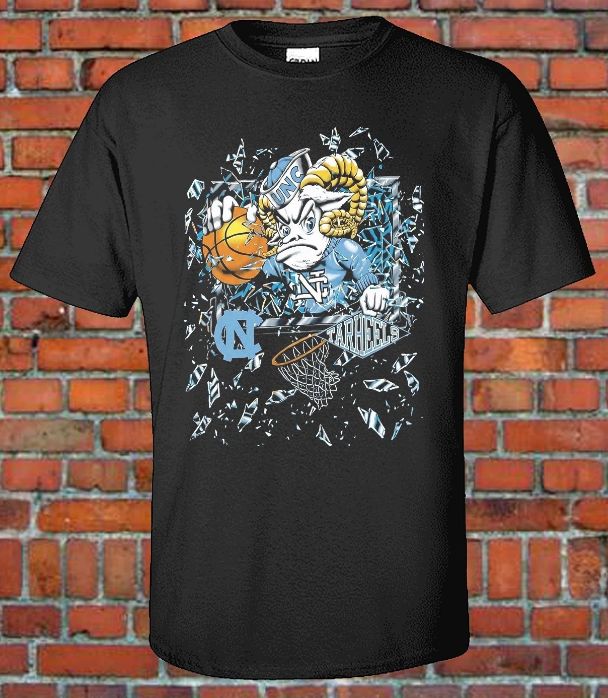 Vintage Recreated North Carolina Shattered Backboard - Graphic T-Shirt