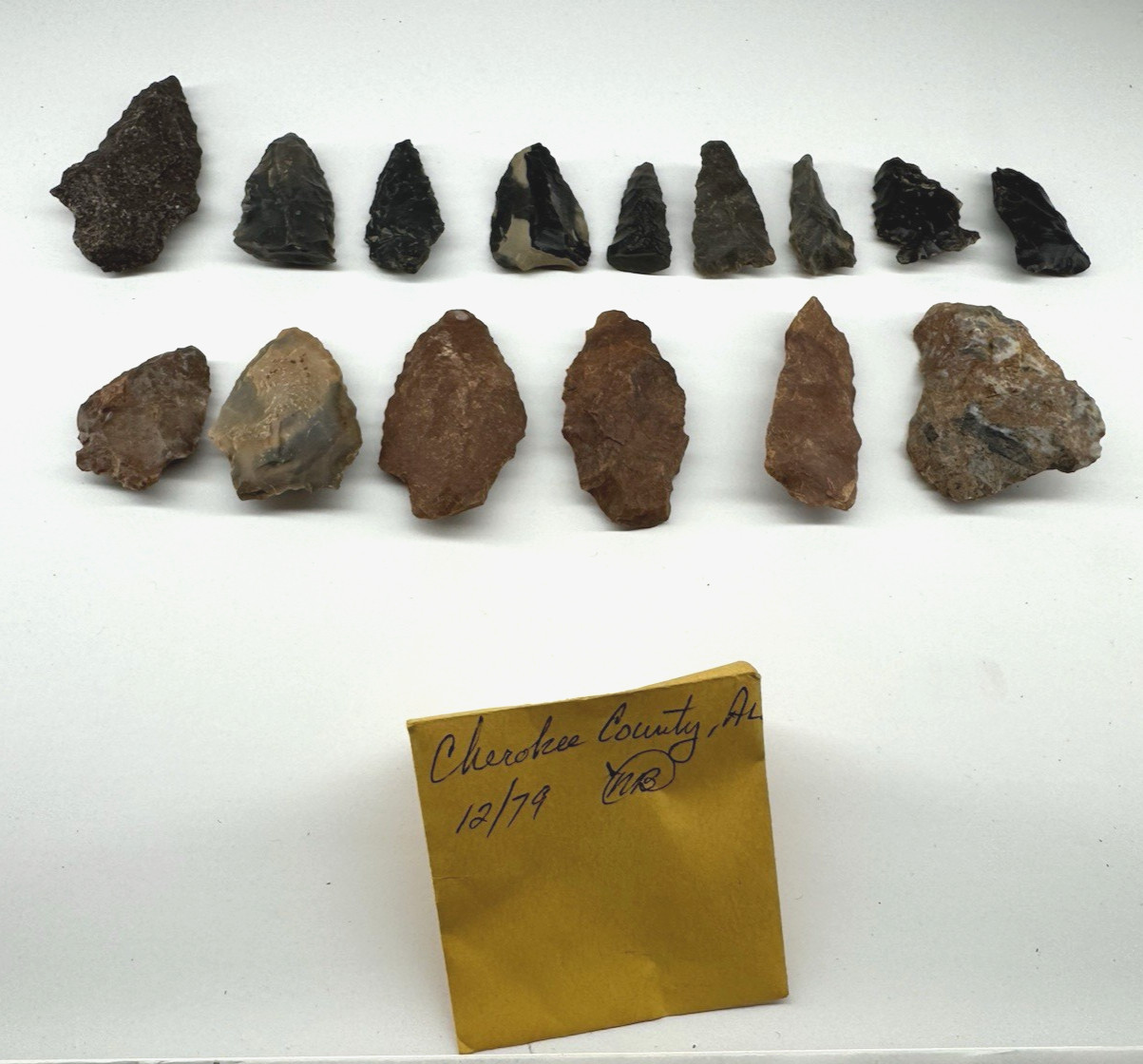 Antique Native American Arrowhead 15 Lot Collection - Cherokee County, AL