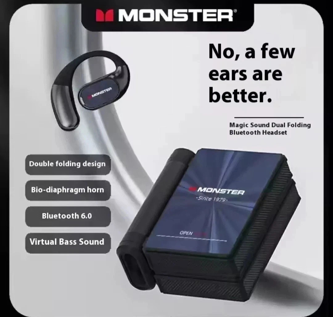 Monster AC530 Open Ear Buds 2026 Headphones Bluetooth w/ Dual-Fold Design, Navy Monster AC530 Open Ear Buds 2026 Headphones Bluetooth w/ Dual-Fold Design, Navy
