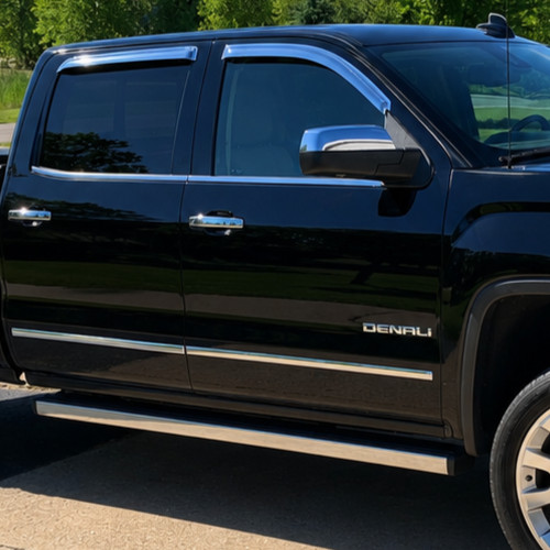 AVS Chrome Rain Guards Vent Visors 15-2018 Chevy Silverado & GMC Sierra Crew Cab