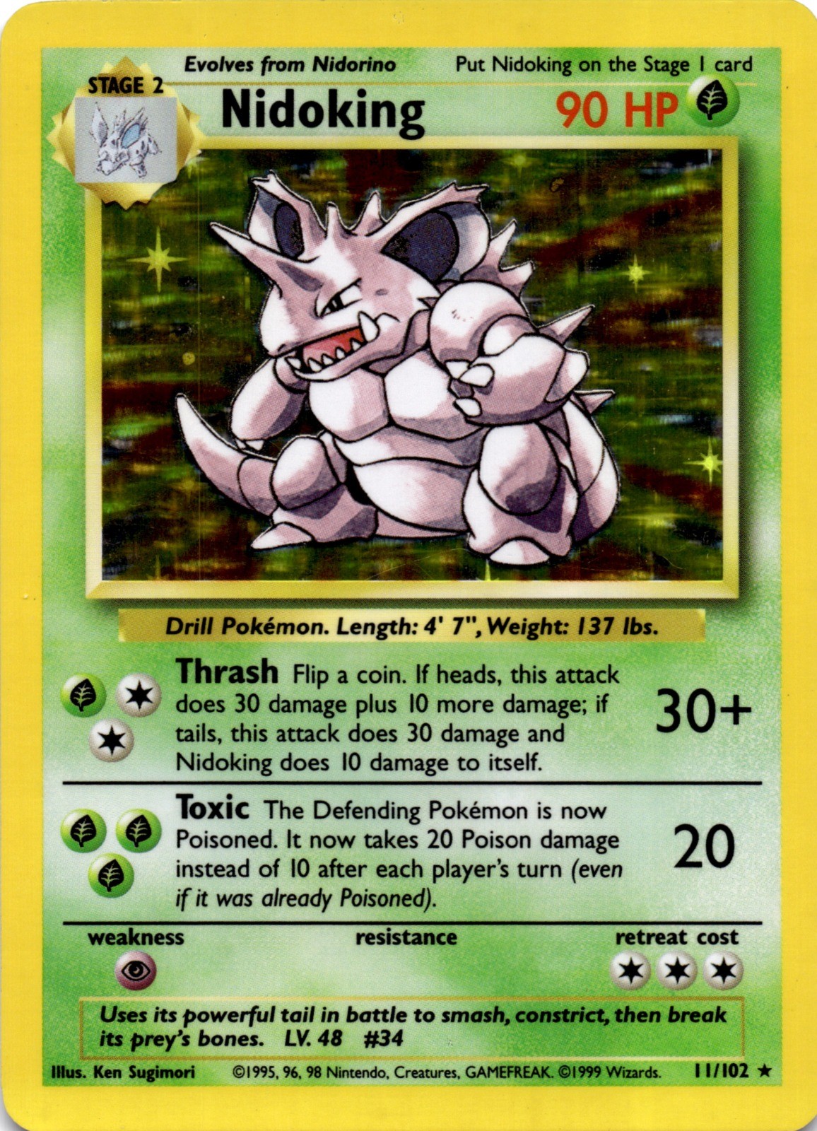 Nidoking Holo Rare Base Set 011/102 MP