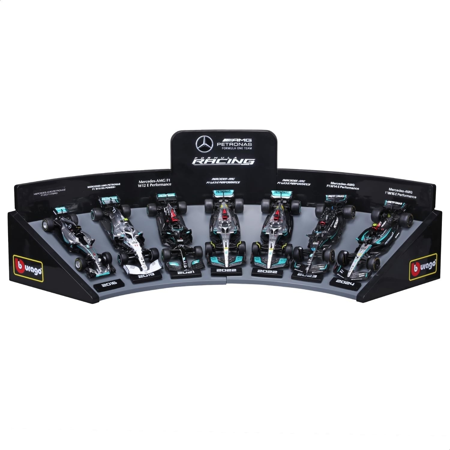Bburago F1 Mercedes AMG Deluxe Gift Set, 1:43 Scale Race Car with Display Stand,
