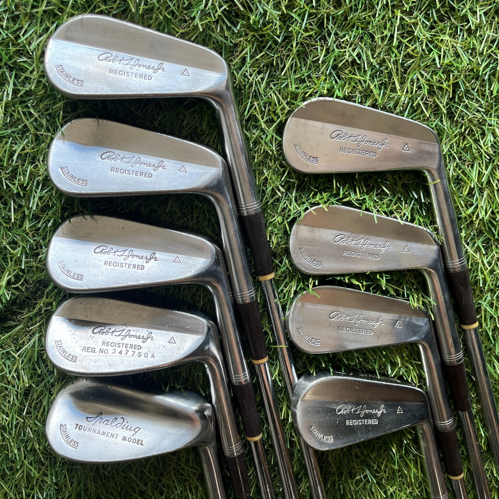 Spalding Robert T Jones Jr Iron 2-Pw Stainless New Grips Right Vintage Blades Spalding Robert T Jones Jr Iron 2-Pw Stainless New Grips Right Vintage Blades
